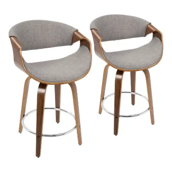 Set of 2 Curvini Mid-Century Modern Counter Height Barstools - LumiSource image {9}