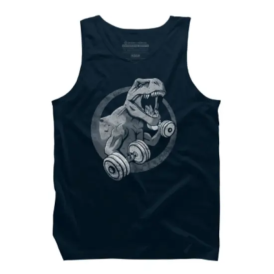 Men's Design By Humans T-Rex Can Lift Dumbells By Snazzygaz Tank Top image {5}