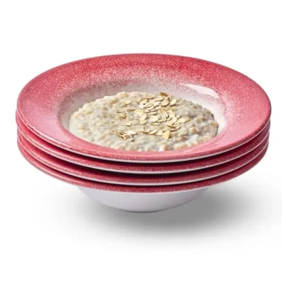 Portmeirion Potter's Mist Oatmeal Bowls (Set of 4) - Elegant Earthenware - Microwave & Dishwasher Safe Bowls, Handcrafted Stackable Bowl (Red Mist) image {7}