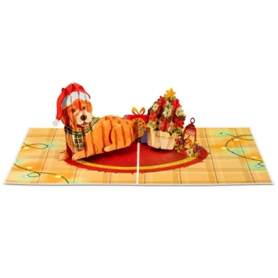Paper Love 3D Christmas Dog Pop Up Card, 100% Recycled and Eco-Friendly, 8" x 6" Cover - With Envelope and Note Tag image {3}