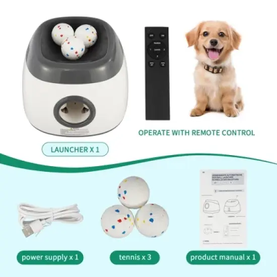 Gulches Dog Ball Thrower, Automatic Ball Launcher, Indoor/Outdoor Interactive Dog Toy with Three Scopes, Includes Balls and a Data Cable image {1}