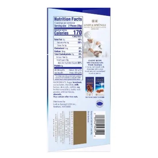 Lindt Classic Recipe Whole Hazelnuts Milk Chocolate Candy Bar - 5.3oz image {6}