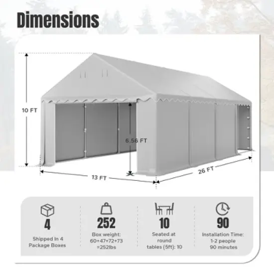 Captiva Designs 13&rsquo;x26&rsquo; & 13&rsquo;x32&rsquo; Heavy-Duty Canopy Tents &ndash; Waterproof, UV Resistant with Vents & Sidewalls for Events, Markets, Weddings, and Parties image {6}