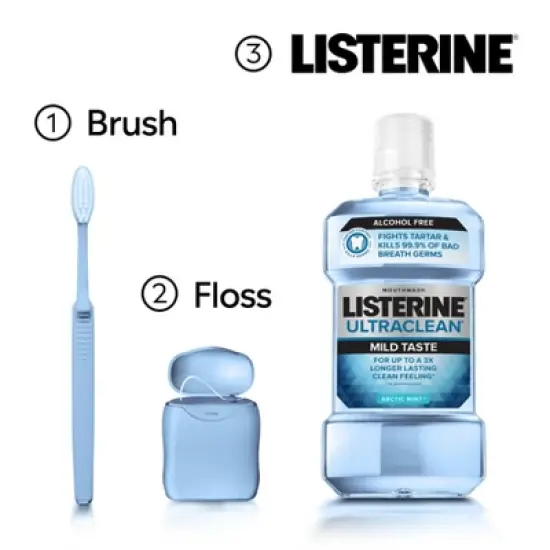 Listerine Ultraclean Zero Alcohol Tartar Control Mouthwash Arctic Mint - 500ml image {7}