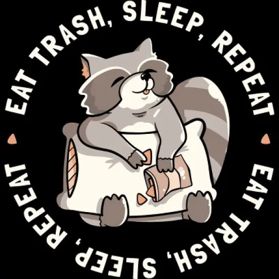 Junior's Design By Humans Eat Garbage Sleep Repeat Cute Funny Gift By EduEly T-Shirt image {1}