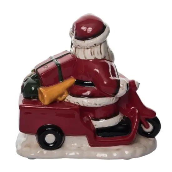 Transpac 8.25 in Holiday Vespa Santa with Music Christmas Decorative Object Dolomite Festive Home Decor image {4}