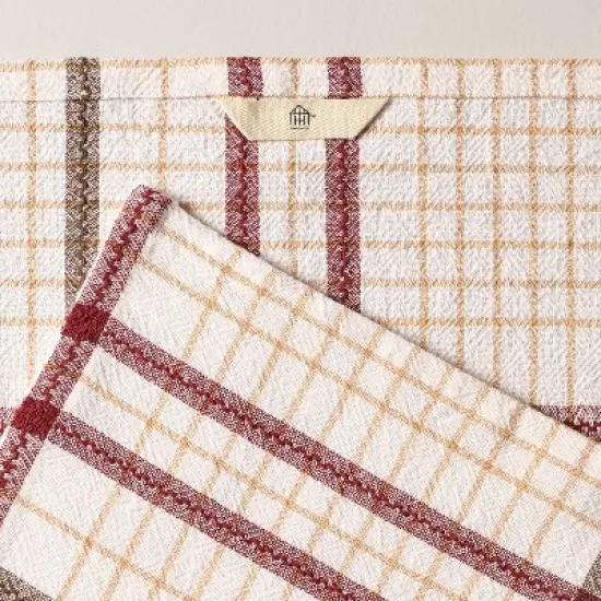 Fall Plaid Flour Sack Towel Burgundy/Brown - Hearth & Hand&trade; with Magnolia image {2}