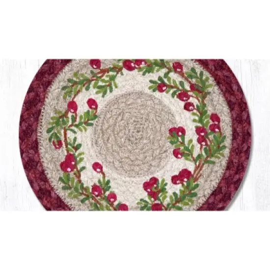 Earth Rugs Cranberries Printed Round Trivet 10"x10" Heat-Resistant Kitchen Accessory image {1}