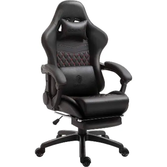 Adjustable Gaming Chair with Massage Lumbar Support and Retractable Footrest - Dowinx image {7}