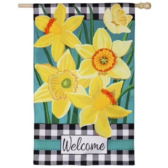 Evergreen Daffodil Garden Burlap House Flag 28 x 44 Inches Outdoor Decor for Homes and Gardens image {1}