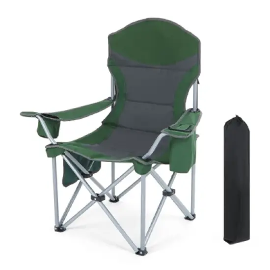 Portable Outdoor Camping Chair with Armrests, Built-in Cooler Bag, Cup Holder & Storage Pocket for Travel & Picnics image {9}