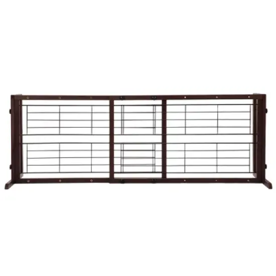 SEVOBAL Pet Crates and Houses Adjustable Wooden Pet Gate for Dogs Indoor Freestanding Dog Fence for Doorways Stairs, Deep Brown, 38.2"*17.7"*21.1" image {4}