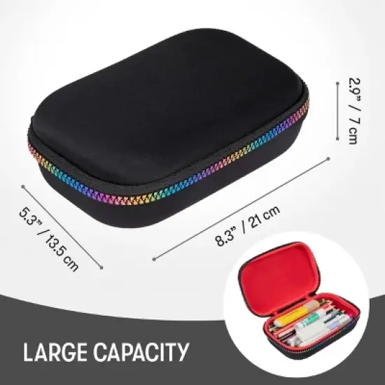 ZIPIT Black Pencil Box with Rainbow Zip, Pencil Case image {3}