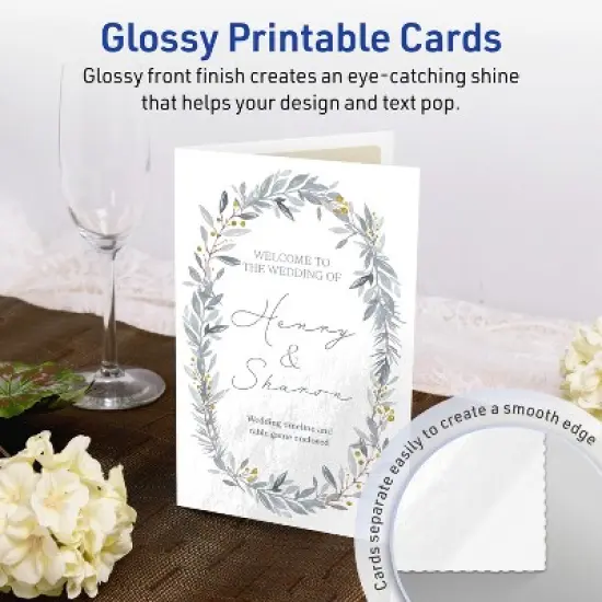 Avery Printable Greeting Cards, 5.5" x 8.5", Glossy White, 10ct image {1}