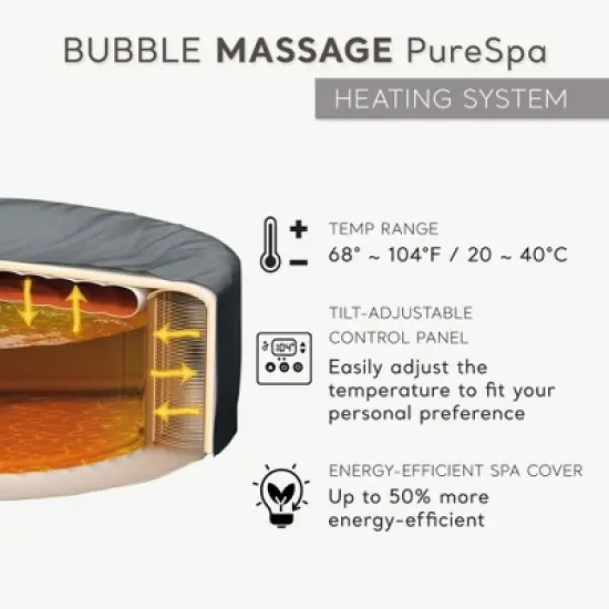 INTEX 28425EP PureSpa Bubble Massage Spa Set: Includes Energy Efficient Spa Cover &ndash; 120 Bubble Jets &ndash; 4 Person Capacity &ndash; 77" x 28" image {5}