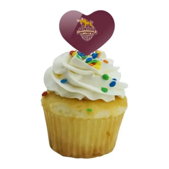 California State University Dominguez Hills Primary Logo Heart Love Cupcake Picks Toppers Decoration Set of 6 image {4}