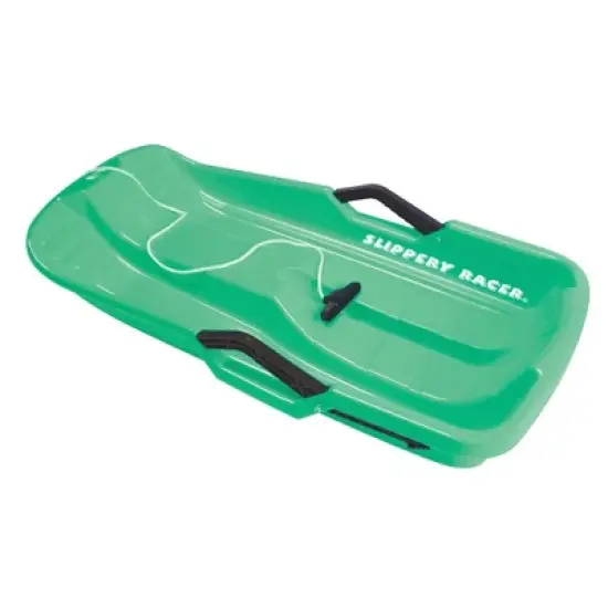 Slippery Racer Downhill Thunder Flexible Kids Toddler Plastic Toboggan Snow Sled with Built In Brake System, Pull Rope, and Handle Grips, Green image {3}