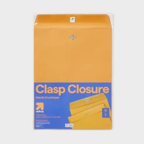 3ct 10"x13" Clasp Closure Manila Envelopes - up&up&trade;: Beige Paper Mailing Envelopes, Stationery, Office Supplies image {3}