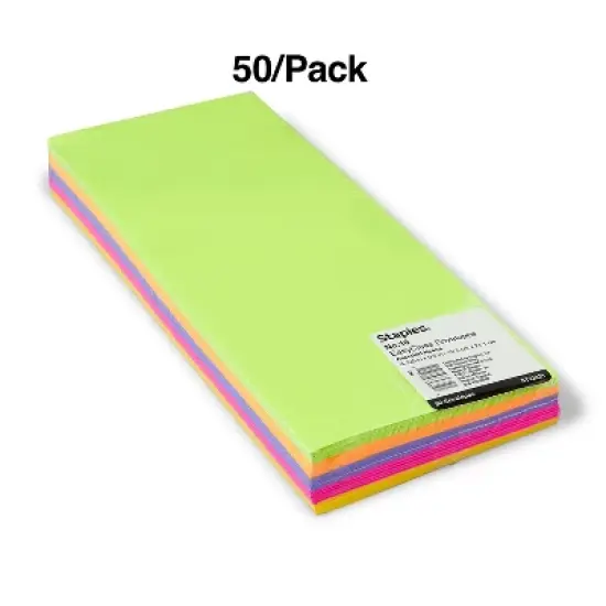 MyOfficeInnovations EasyClose Neon Color Envelopes #10 Assorted 4 1/8"H x 9 1/2"W 50/PK 122725 image {3}