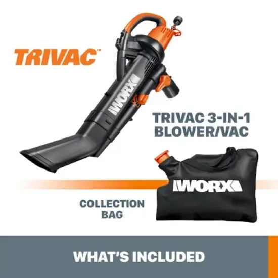 Worx WG505 TRIVAC 12 Amp 3-In-1 Electric Blower/Mulcher/Vacuum image {5}