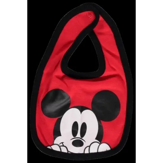 Disney Mickey Mouse Baby Bodysuit Jogger Pants Bib and Hat 4 Piece Outfit Set Newborn to Infant image {4}