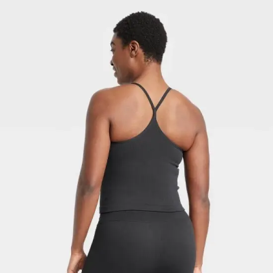 Women's Light Support Seamless Rib Cami Cropped Sports Bra - All in Motion&trade; image {3}