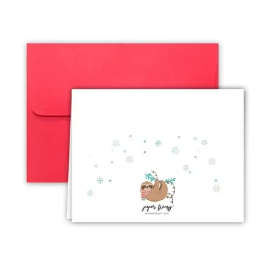 Paper Frenzy Holiday Sloth Christmas Cards and Envelopes - 25 pack image {1}