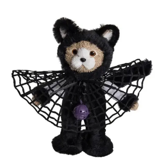 Transpac Thread Cat with Costume Decorative Plush Figurine Halloween Black Foam Tabletop Decor for Cat Lovers and Gifts image {1}