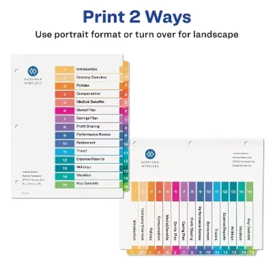 Avery Ready Index Customizable Table of Contents Asst Dividers 15-Tab Ltr 6 Sets 11197 image {3}