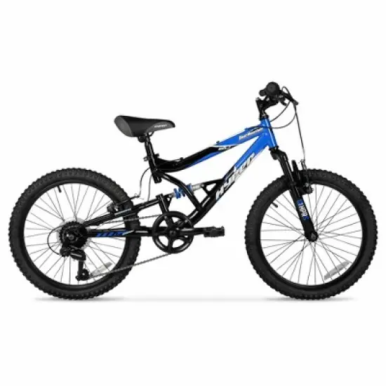Hyper 20" Full Suspension Bear Mountain Bike - Black/Blue: 7-Speed, Steel Frame image {1}