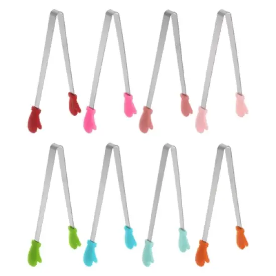 Unique Bargains Stainless Steel with Silicone Tips Cooking Food Tongs 8 Pcs image {8}