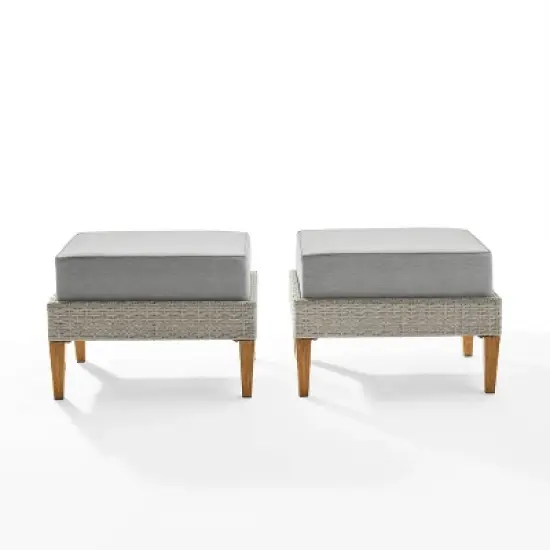 Capella 2pk Outdoor Wicker Ottomans - Gray - Crosley image {6}