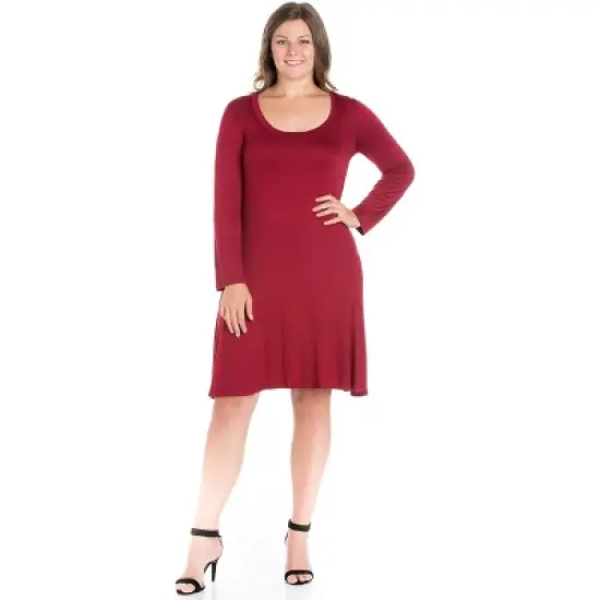Classic Long Sleeve Flared Mini Plus Size Dress image {9}