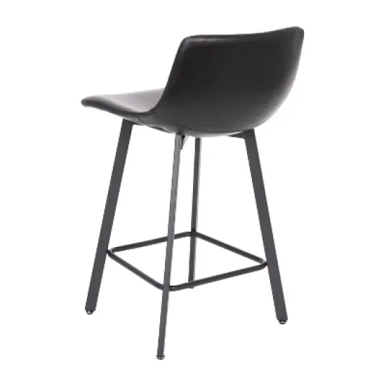 Flash Furniture Caleb Modern Armless 24 Inch Counter Height Stools Commercial Grade with Footrests and Matte Metal Frames, Set of 2 image {8}