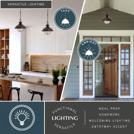 VAXCEL Harwich 1 Light Coastal Outdoor Barn Dome Pendant Clear Glass image {2}