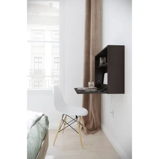 Slim Small Wall Mounted Secretary Desk Black - Nexera image {3}