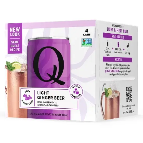 Q Mixers Light Ginger Beer - 4pk/222ml Cans image {1}