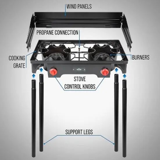 Hike Crew Double-Burner Camping Stove, Portable Propane Stovetop image {2}
