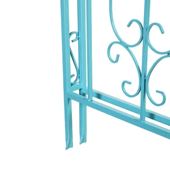 Evergreen Montebello Iron Garden Arbor, Coastal Blue- 53 x 84 x 23 Inches Fade and Weather Resistant Outdoor Decor image {7}