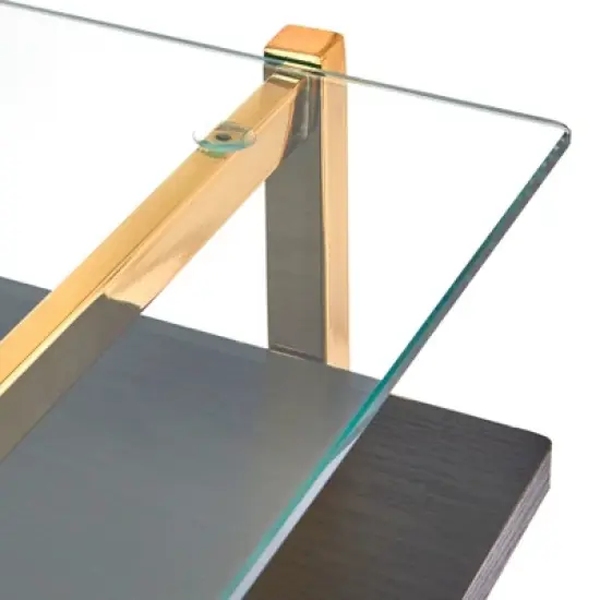 Thayer Mid Century Glass Desk Bright Gold - Lifestorey image {2}