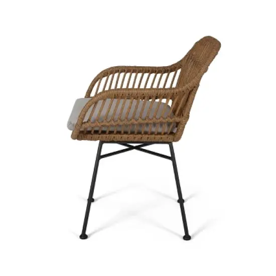 Christopher Knight Home Orlando Wicker Woven Steel Frame Club Chairs image {3}