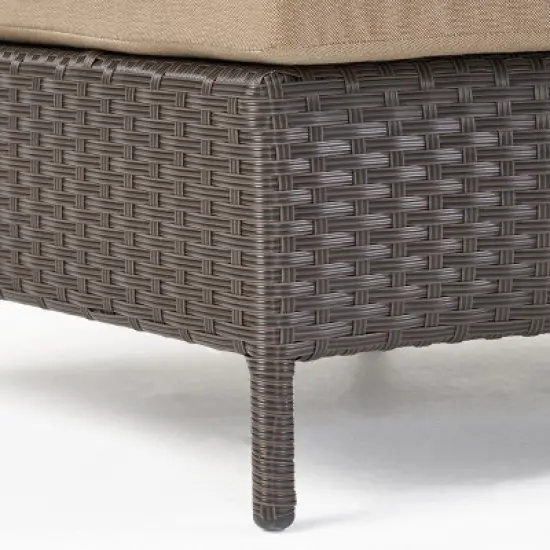 Christopher Knight Home Harper Outdoor Wicker Curved 76" W Loveseat Sectional with Cushions image {8}