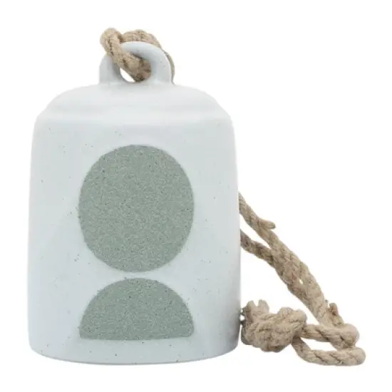 5" Ceramic Hanging Bell Circles White/Green - Sagebrook Home image {1}