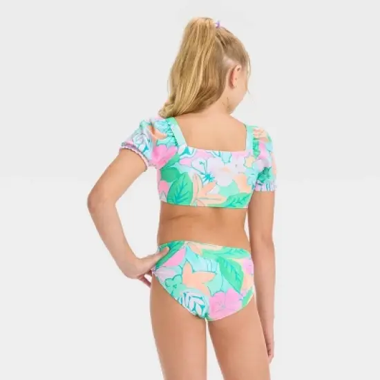Girls' 'Lovely Luau' Floral Printed Bikini Set - Cat & Jack&trade; White image {2}
