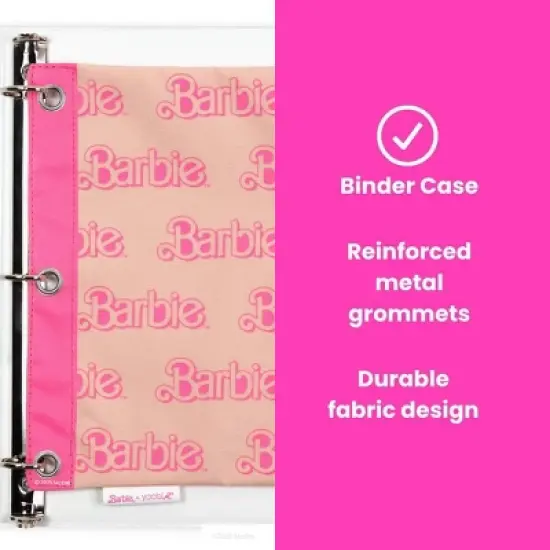 Yoobi Barbie Single Zip Binder Case Pink Barbie Logo Pattern, School Supplies image {1}