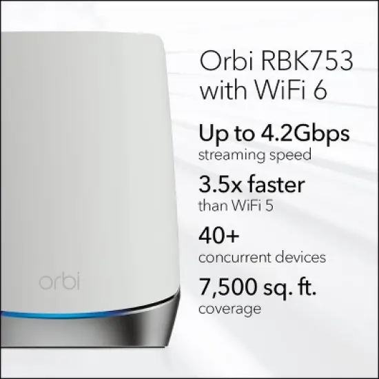 NETGEAR RBK753-100NAR AX4200 Orbi WiFi 2 Satellites Router - Certified Refurbished image {6}