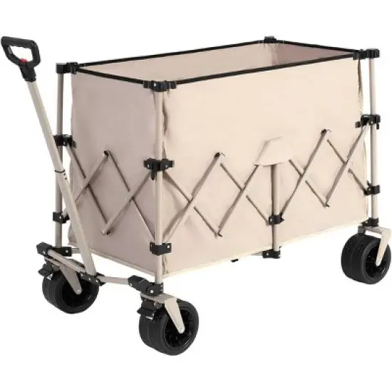 RISOKEYS Collapsible Wagon 220lbs Capacity,300L with Big All-Terrain Beach Wheels & Automatic Rebound Handle for Camping,Gardening,Shopping image {9}