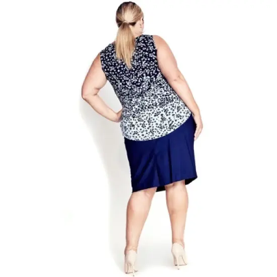 Women's Plus Size Liana Border Top - blues | AVENUE image {1}
