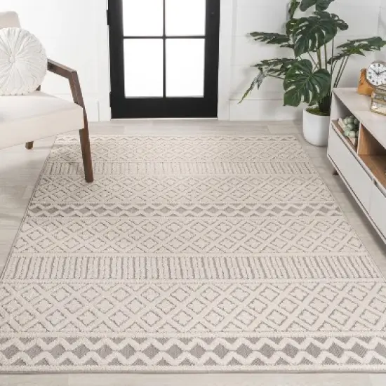 JONATHAN Y Ormond High-Low Modern Trellis Geometric Moroccan Indoor/Outdoor Area Rug  image {3}