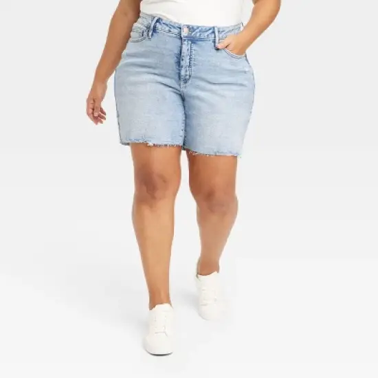 Women's High-Waisted Bermuda Jean Shorts - Ava & Viv&trade; image {5}
